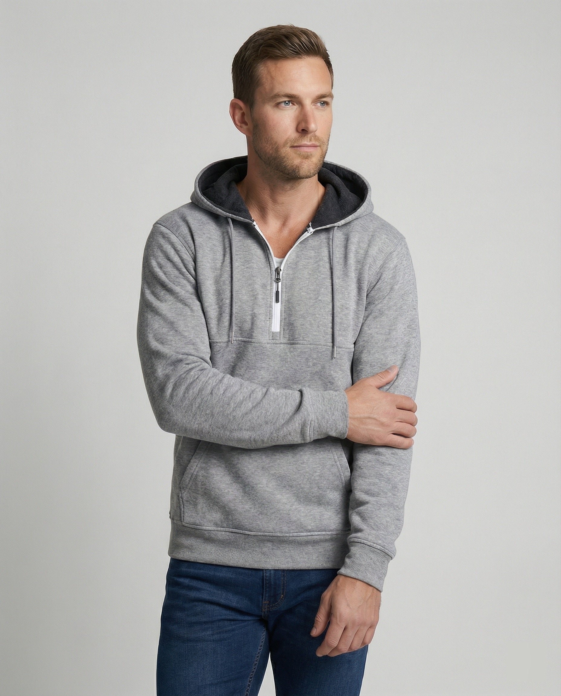 Männer Hoodie Halbzip Modern Cooler Style - BerlinGlamour