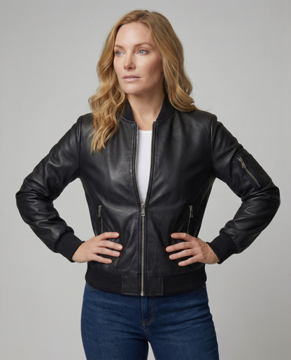 Damen Steppjacke Leicht Kunstleder Modern - BerlinGlamour