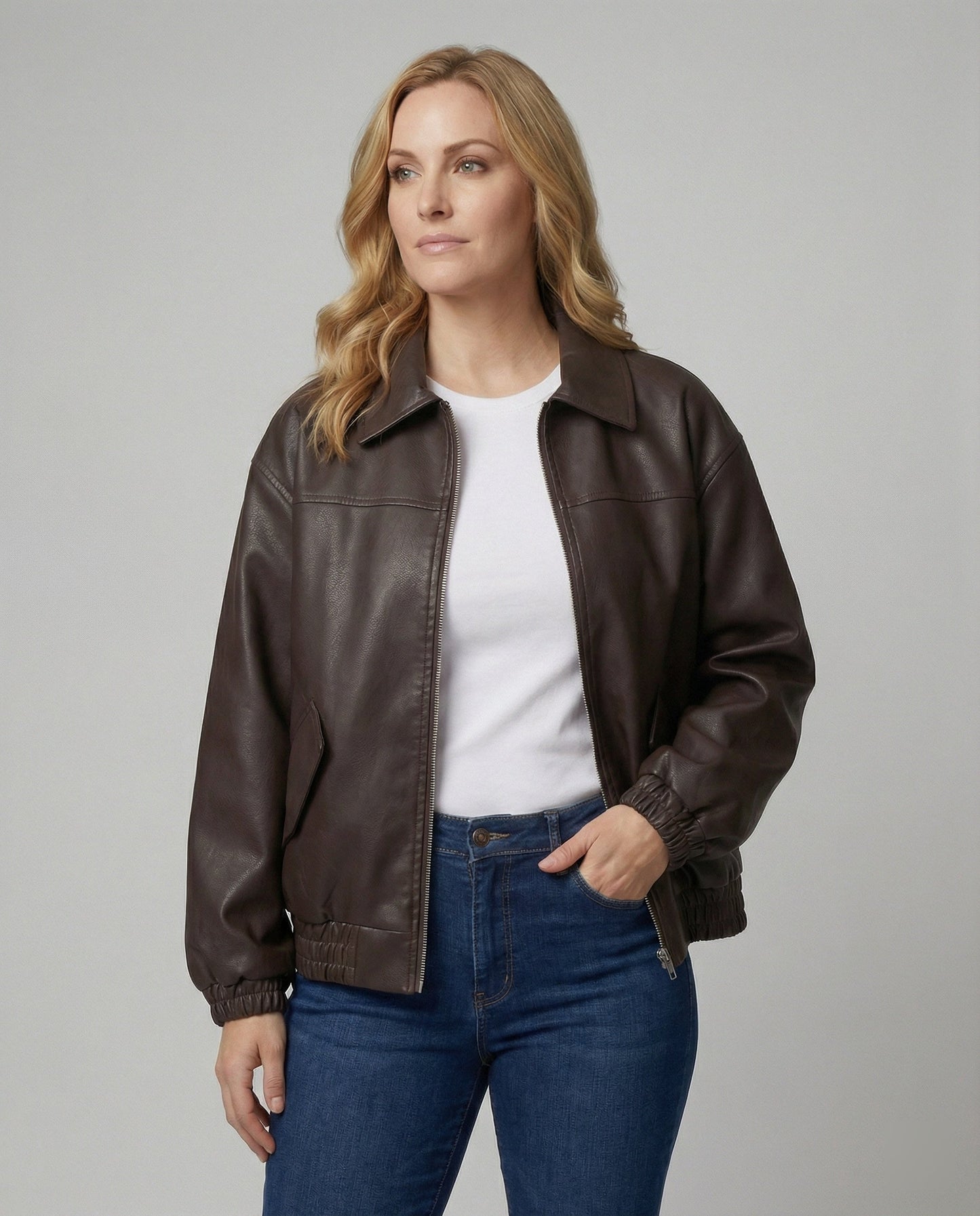 Damen Lederjacke Metallic Glanz Schwarz - BerlinGlamour