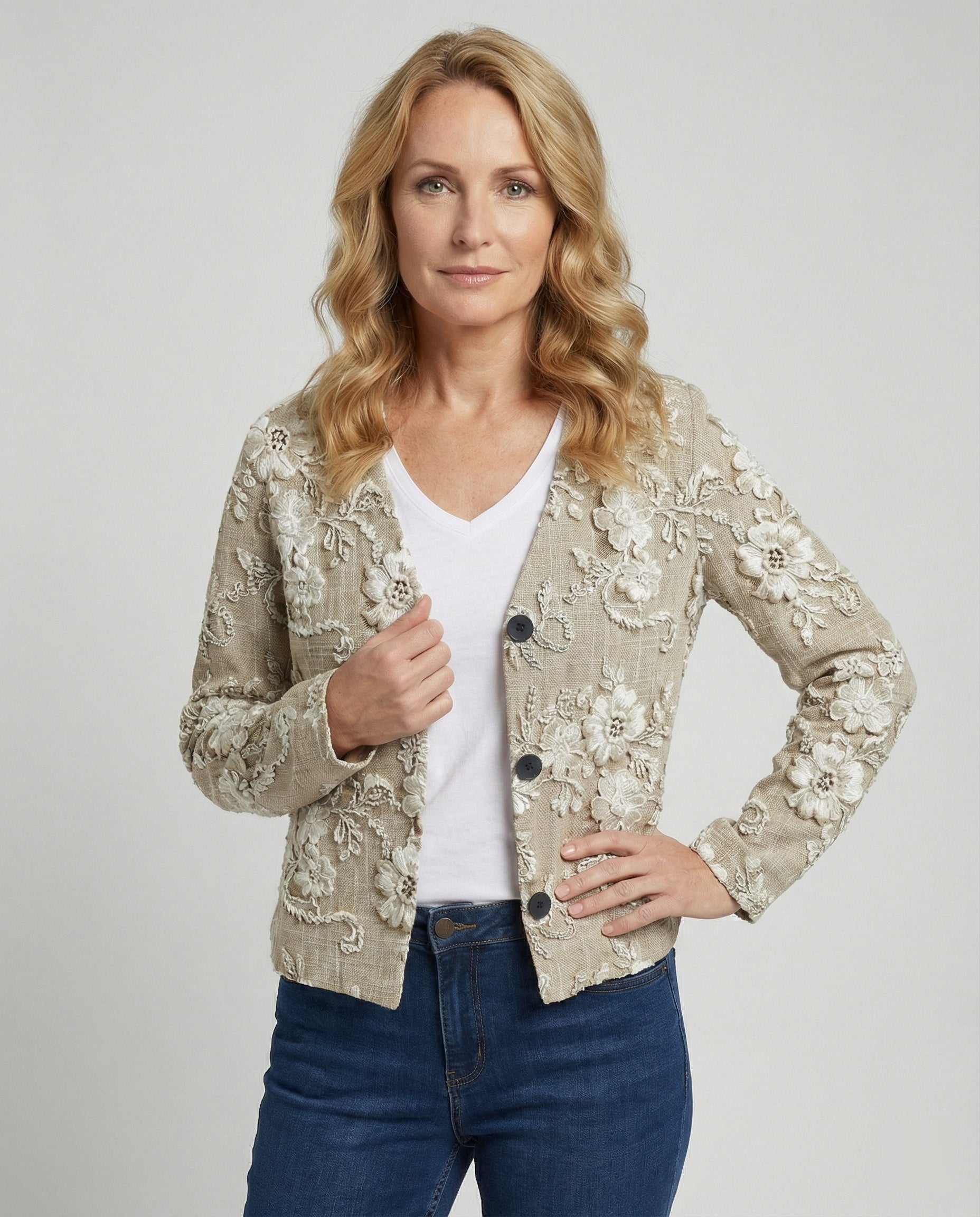 Frauen Cardigan Spitzen Knopfverschluss Romantisch Lässig - BerlinGlamour