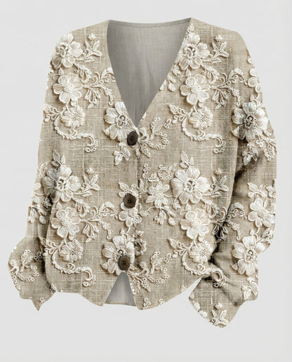 Frauen Cardigan Spitzen Knopfverschluss Romantisch Lässig