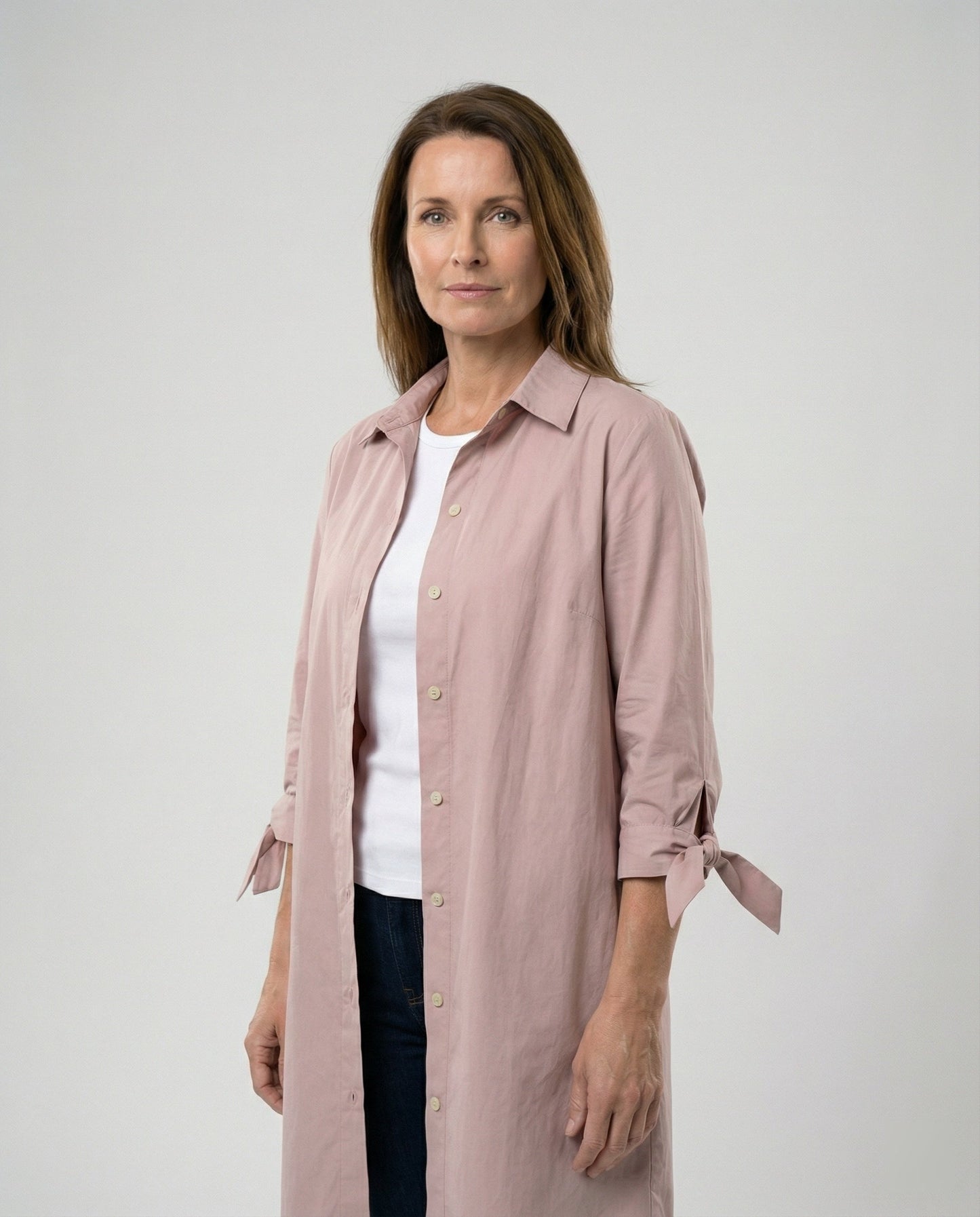 Damen Longbluse Lässig Umschlagärmel Freizeit