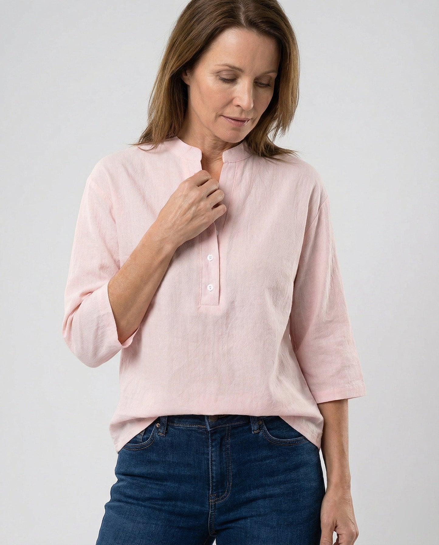 Elegante Damen Bluse Stehkragen Modern