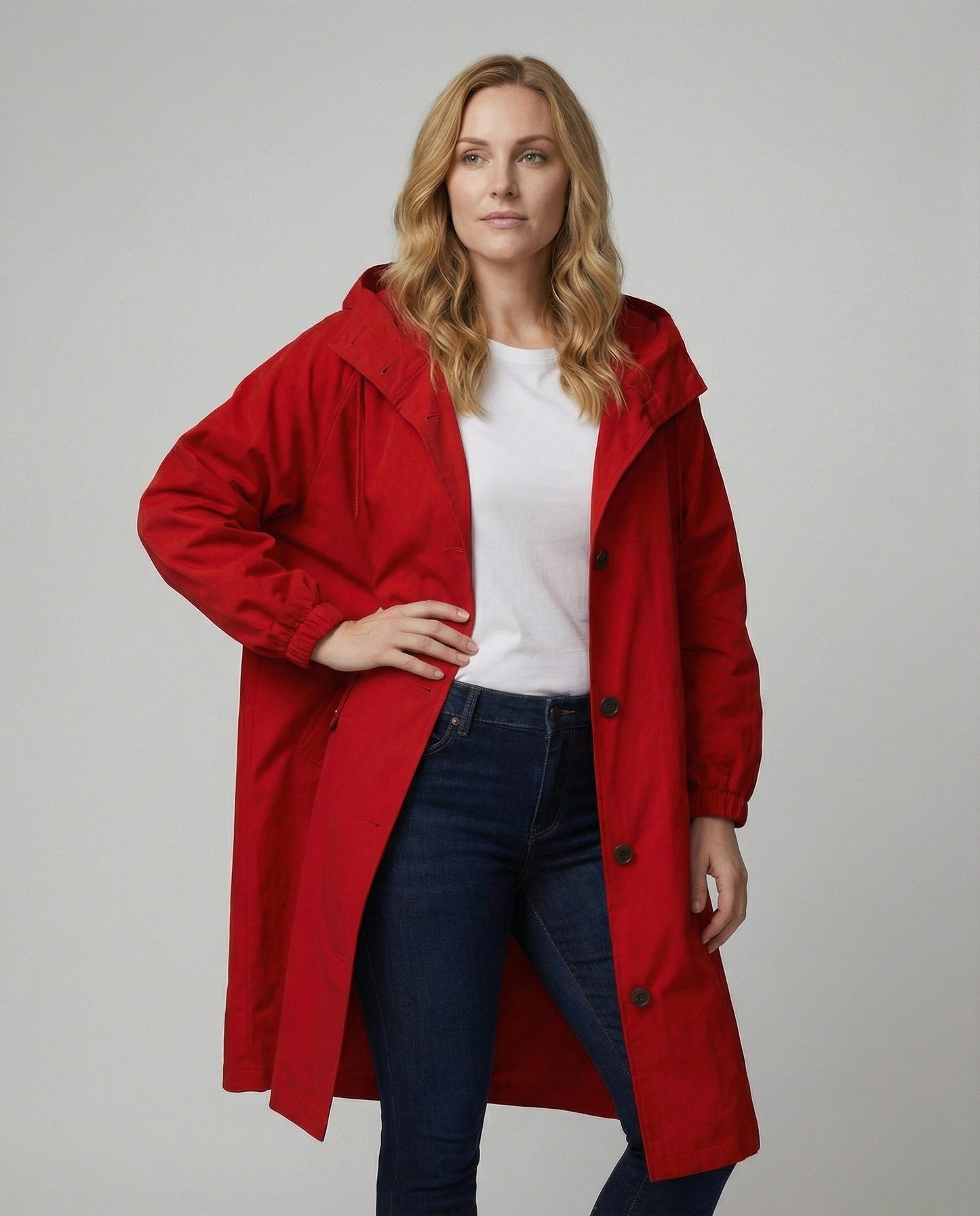 Lange Damenjacke mit Kapuze Stilvoll Modern - BerlinGlamour