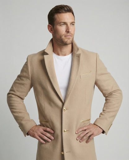 Männer Trenchcoat Eleganter Wollmantel Schwarz - BerlinGlamour
