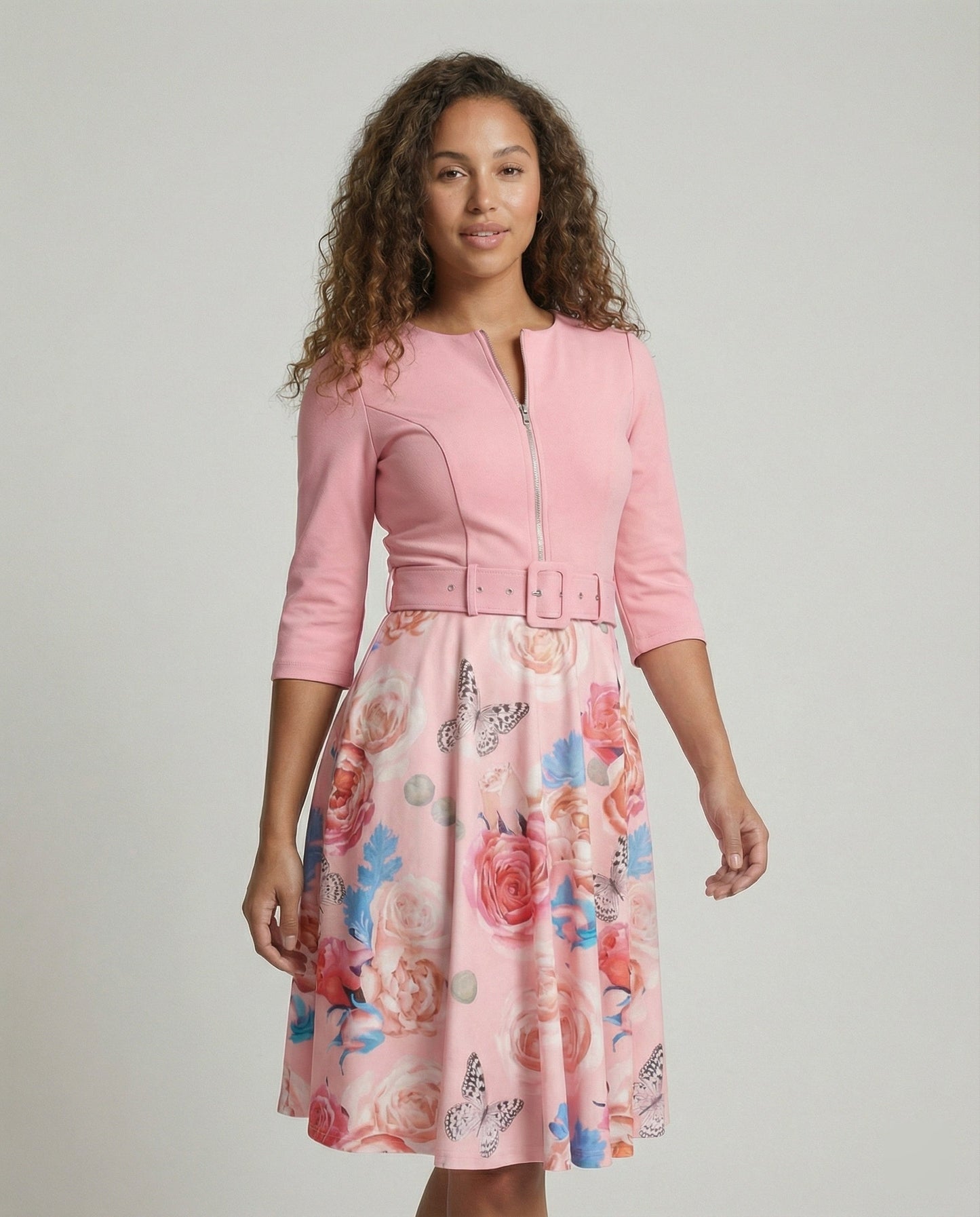 Damen Kleid A-Linie Tailliert Floral Modern