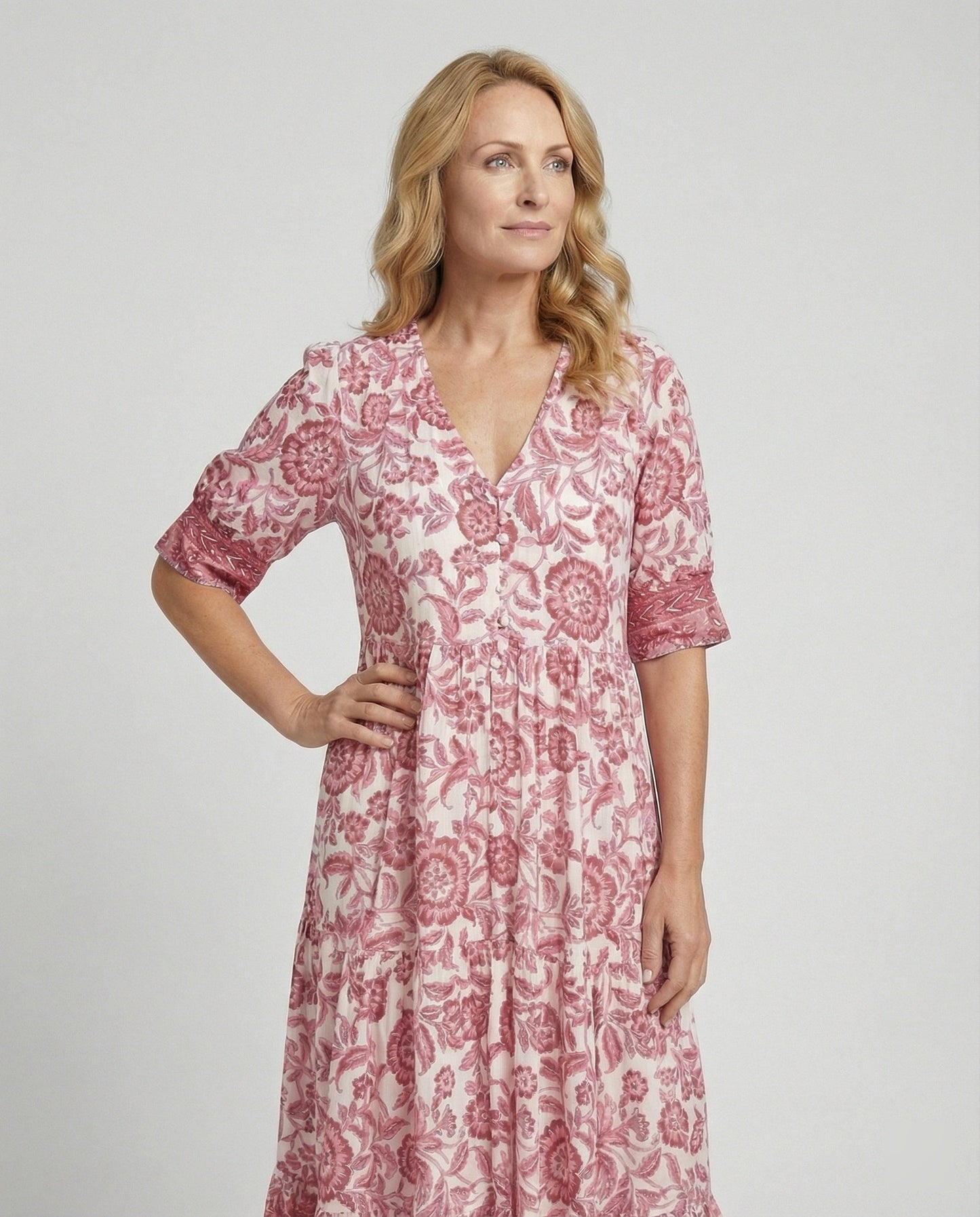Damen Maxikleid Blumenmuster Sommerkleid Lang