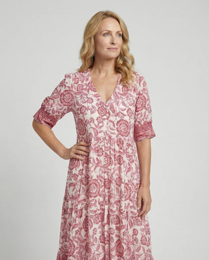 Damen Maxikleid Blumenmuster Sommerkleid Lang