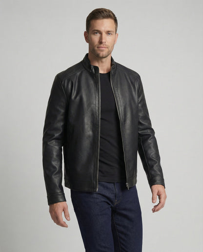 Herren Lederjacke Modern Geschnitten Elegantes Design - BerlinGlamour