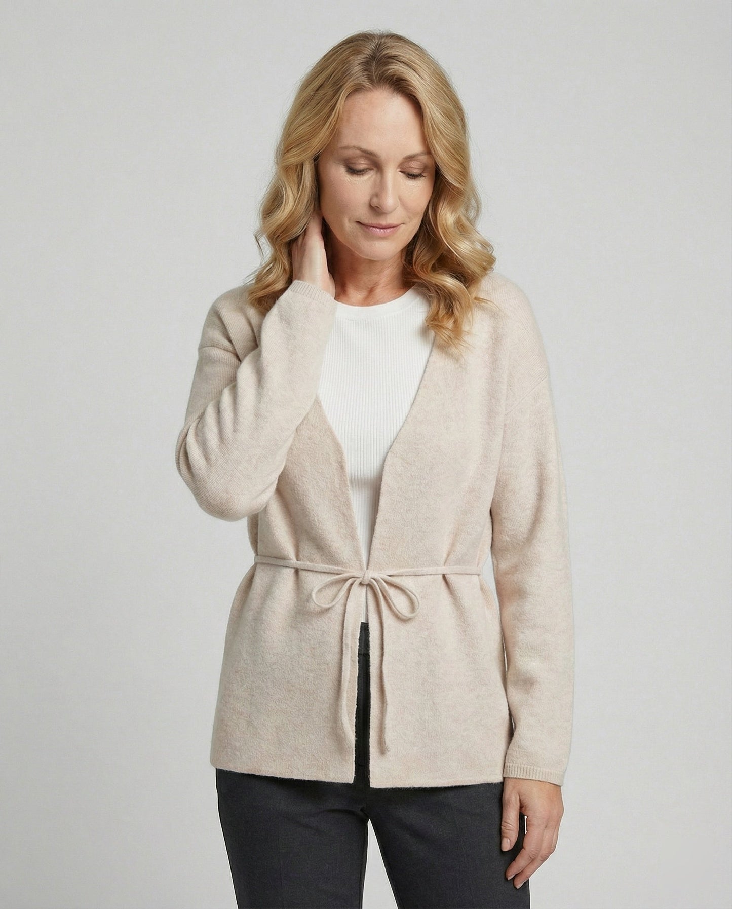 Damen Strickjacke Mit Gürtel Übergröße