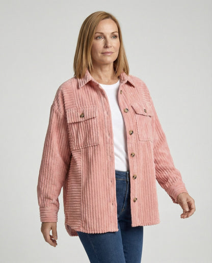 Lässige Damen Cordjacke Mit Taschen Bequem