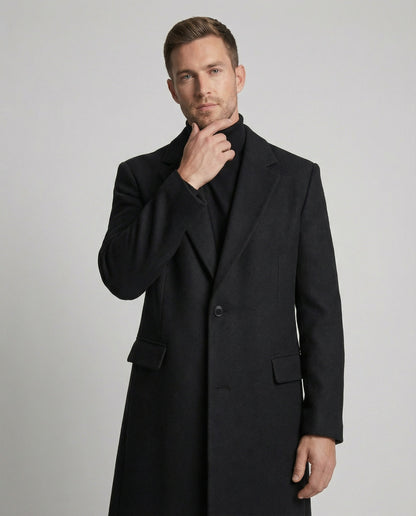Eleganter Herren Langmantel Schwarz Modern - BerlinGlamour
