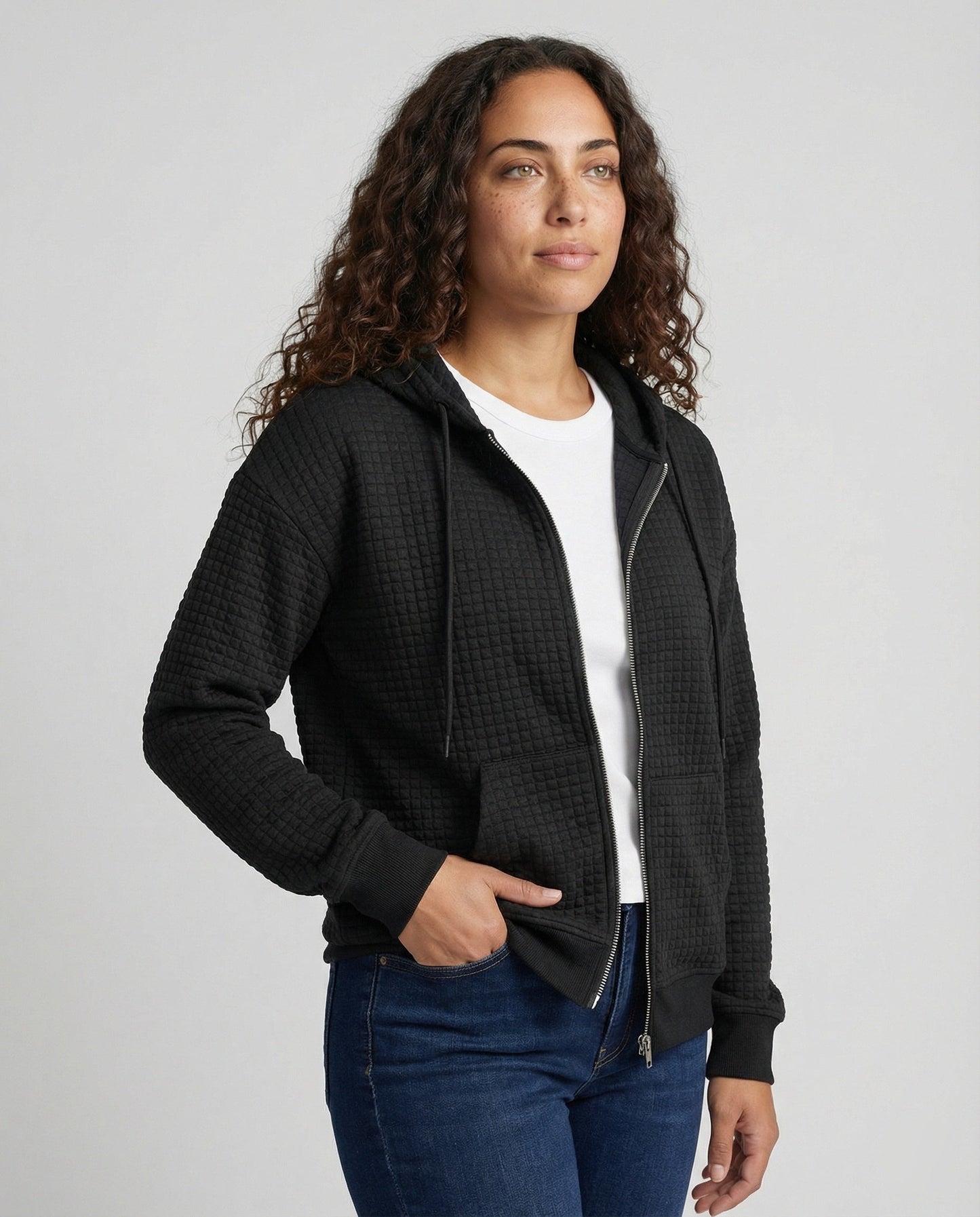 Damen Hoodie Zip Up Freizeitjacke Sportlich