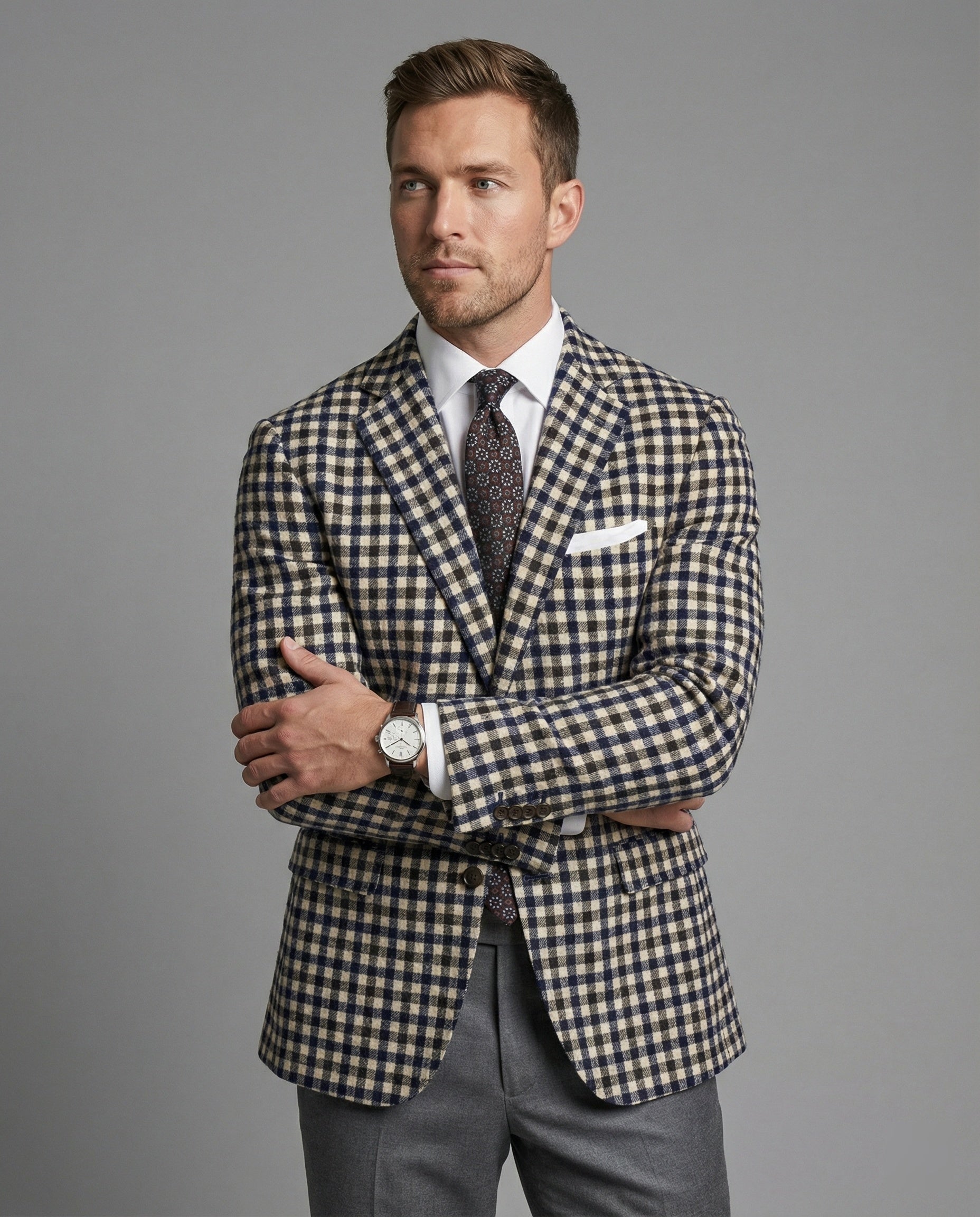 Herren Blazer Karierter Eleganter Business Blazer - BerlinGlamour