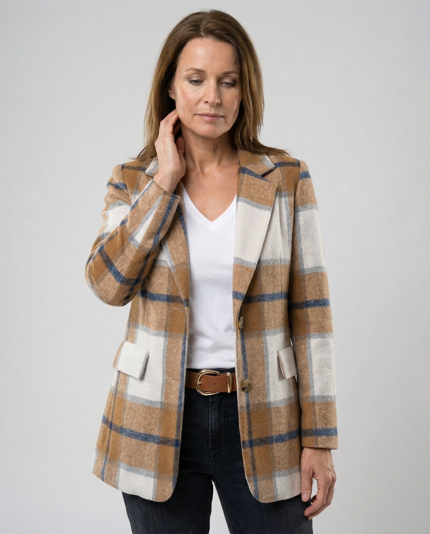 Damen Blazer Karierter Tailliert Modern - BerlinGlamour