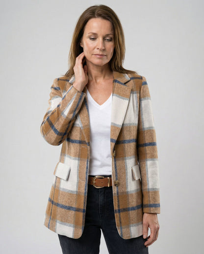 Damen Blazer Karierter Tailliert Modern - BerlinGlamour