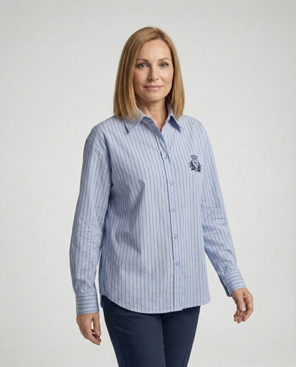 Damen Bluse Streifen Klassischer Kragen Elegante Bluse - BerlinGlamour