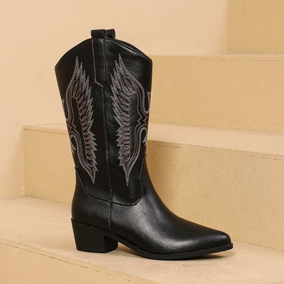 Western Stiefel Bestickt Cowboy Style Leder