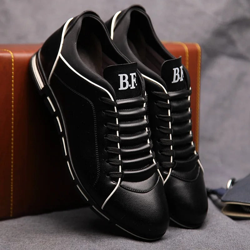 Männer Lederschuhe Robust Schwarz Echtleder