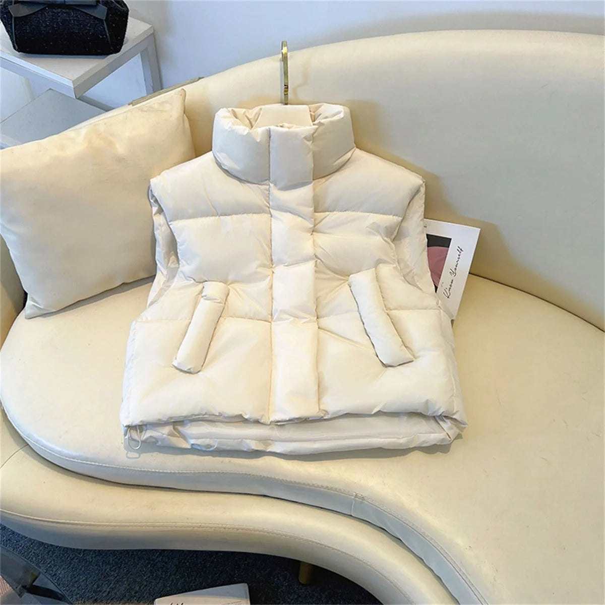 Damen Steppweste Winter Warm mit Hochkragen