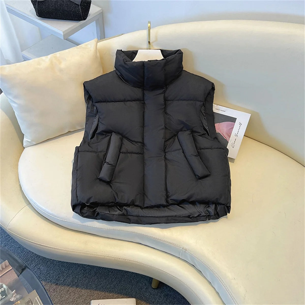 Damen Steppweste Winter Warm mit Hochkragen