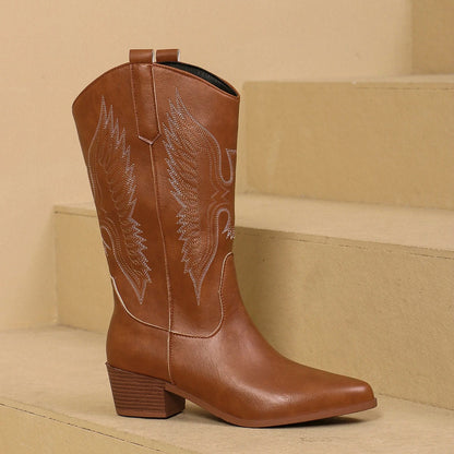 Western Stiefel Bestickt Cowboy Style Leder