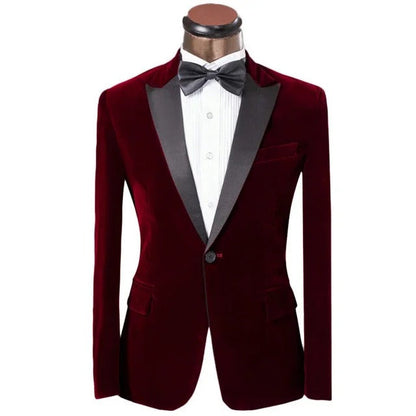Schmale Samtblazer Herren Modern Slim Fit