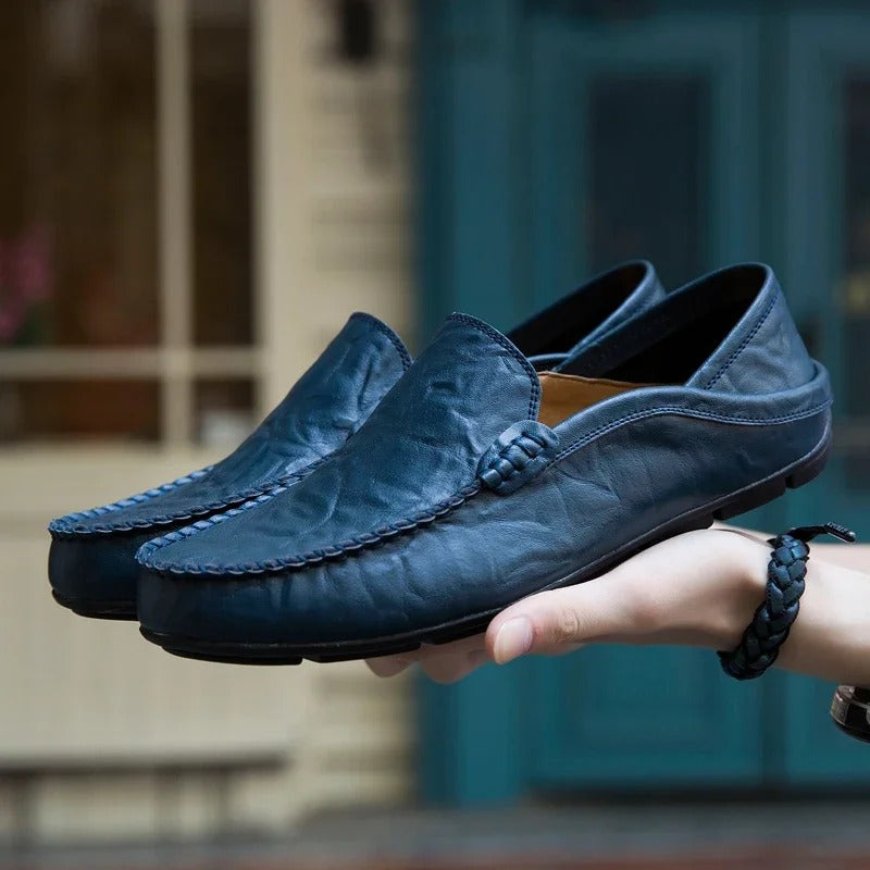 Lederschuhe Herren Loafer Echtes Leder Schwarz