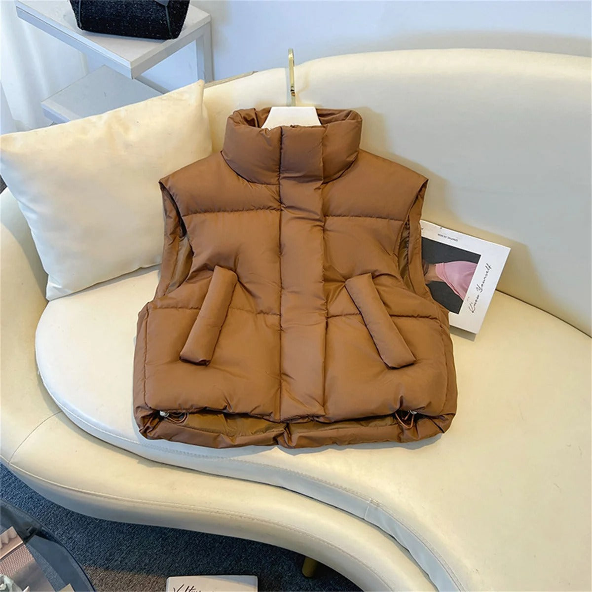 Damen Steppweste Winter Warm mit Hochkragen