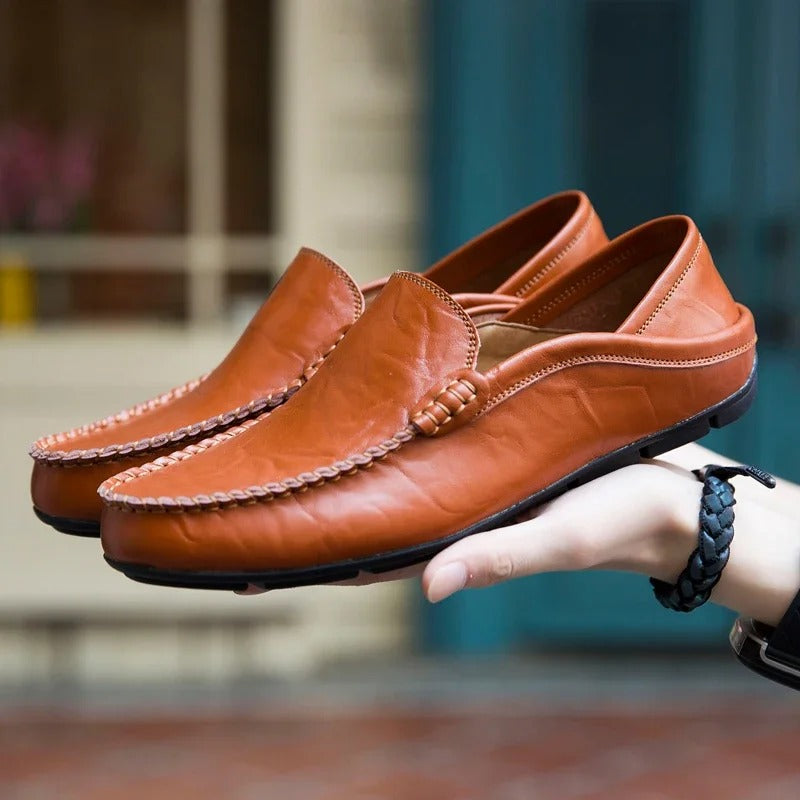 Lederschuhe Herren Loafer Echtes Leder Schwarz