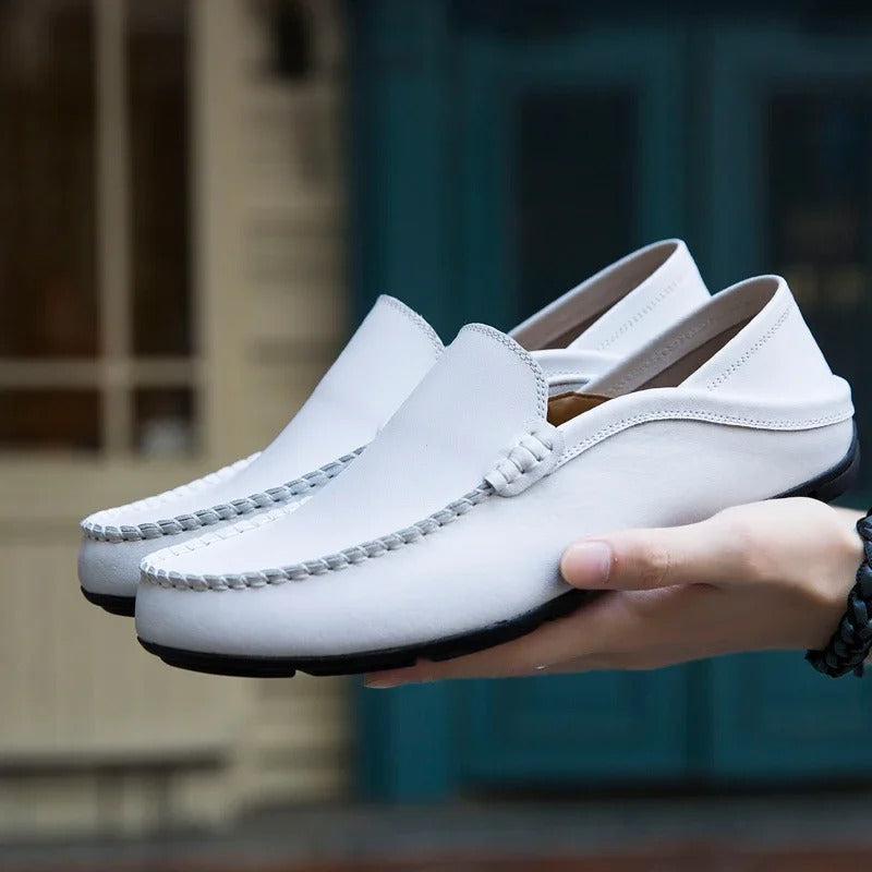 Lederschuhe Herren Loafer Echtes Leder Schwarz