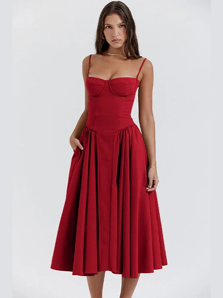 Elegantes Sommerkleid Ärmellos Damenkleid