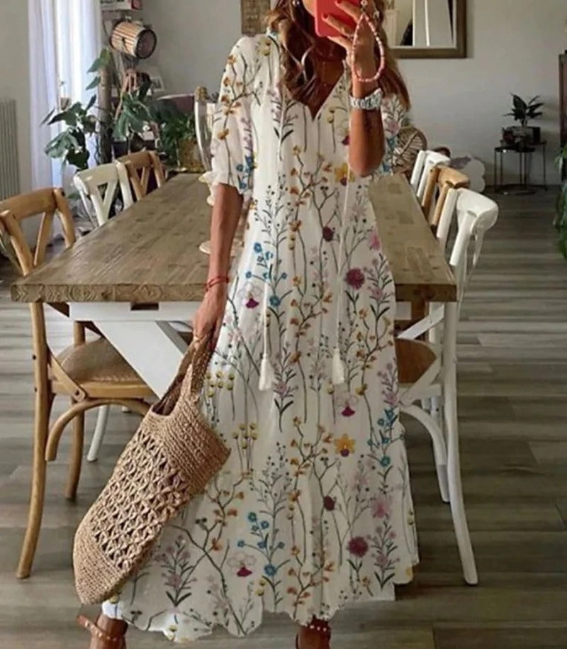 Boho Maxi Kleid für Damen Blumenmuster Sommer