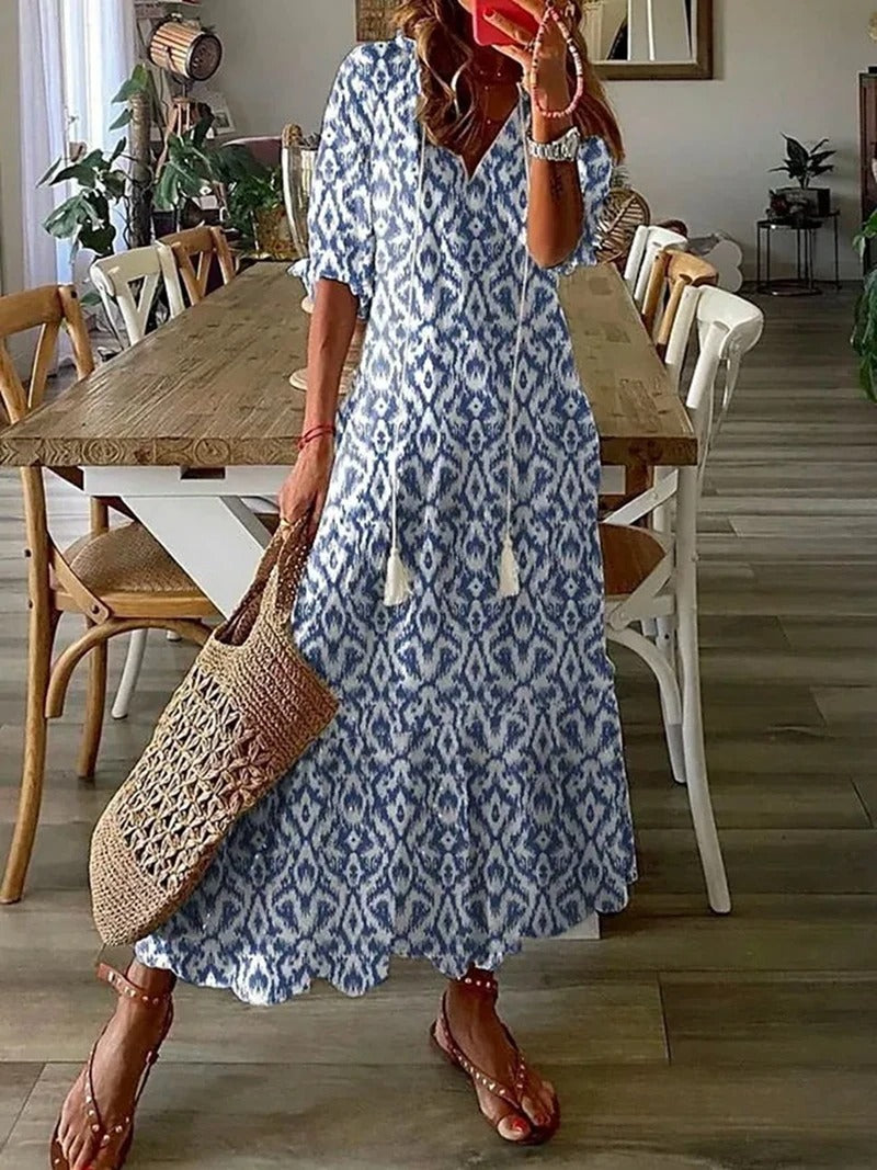Boho Maxi Kleid für Damen Blumenmuster Sommer