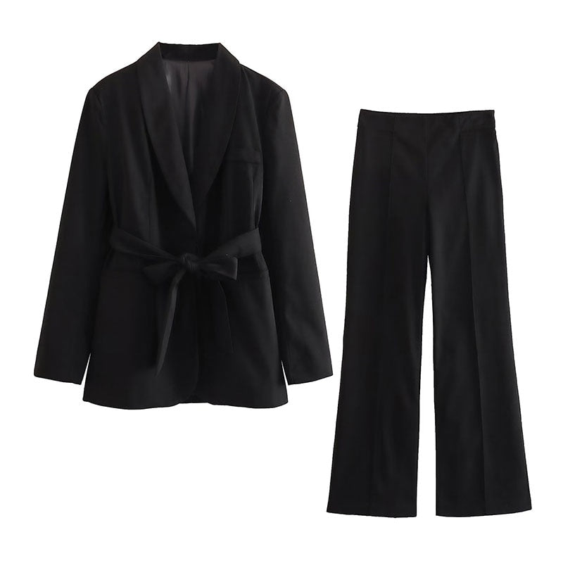 Damen Blazer Set Elegant Gürtel Included