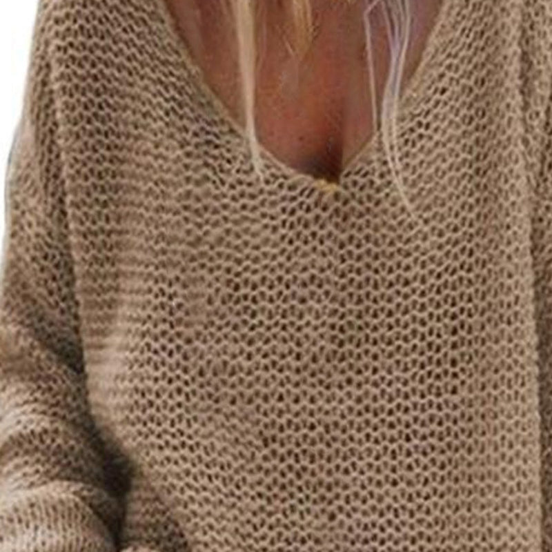 Weicher Strickpullover Oversized mit V-Ausschnitt Langärmlig Warm - BerlinGlamour