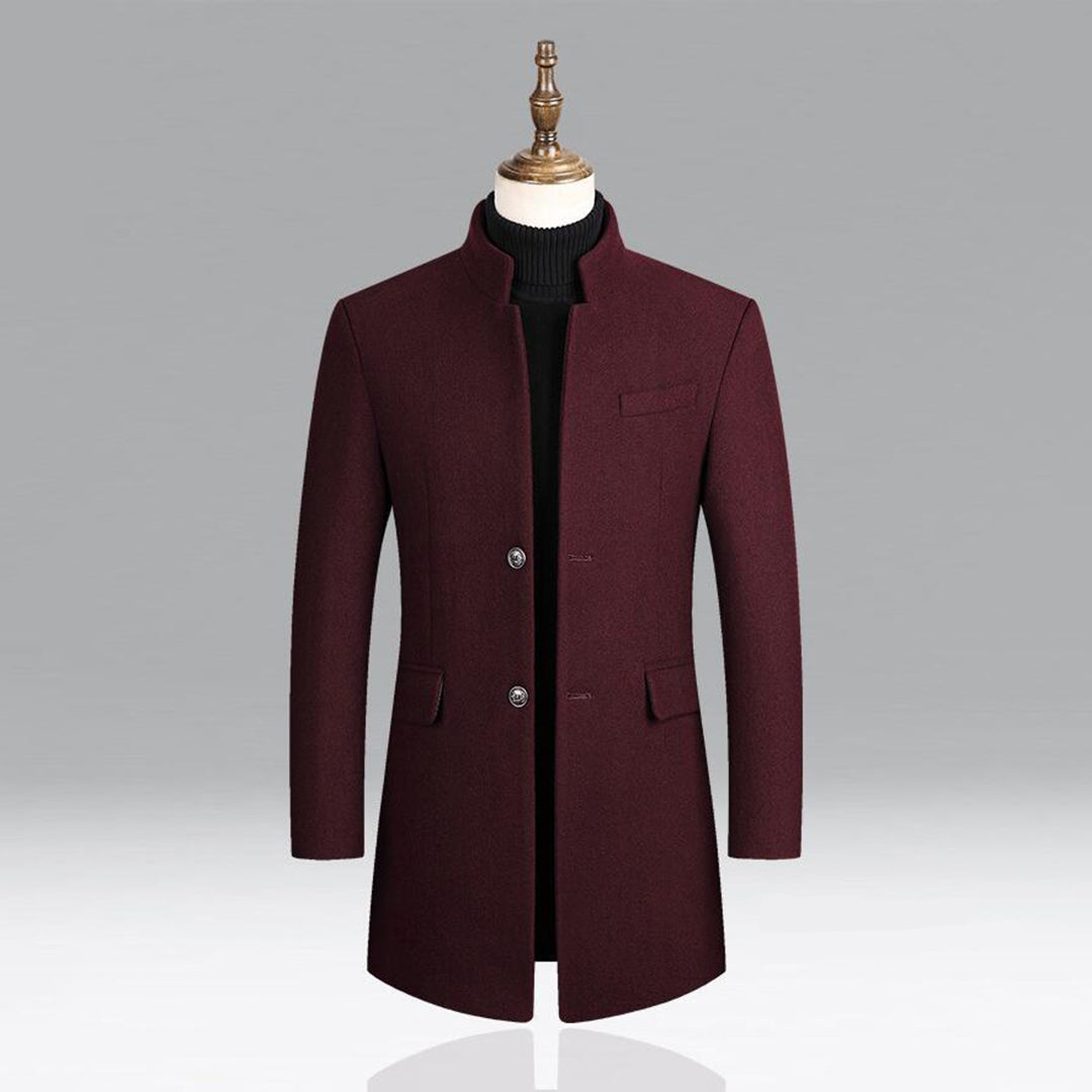 Herren Mantel Elegant Lang Schwarz