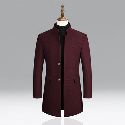 Herren Mantel Elegant Lang Schwarz