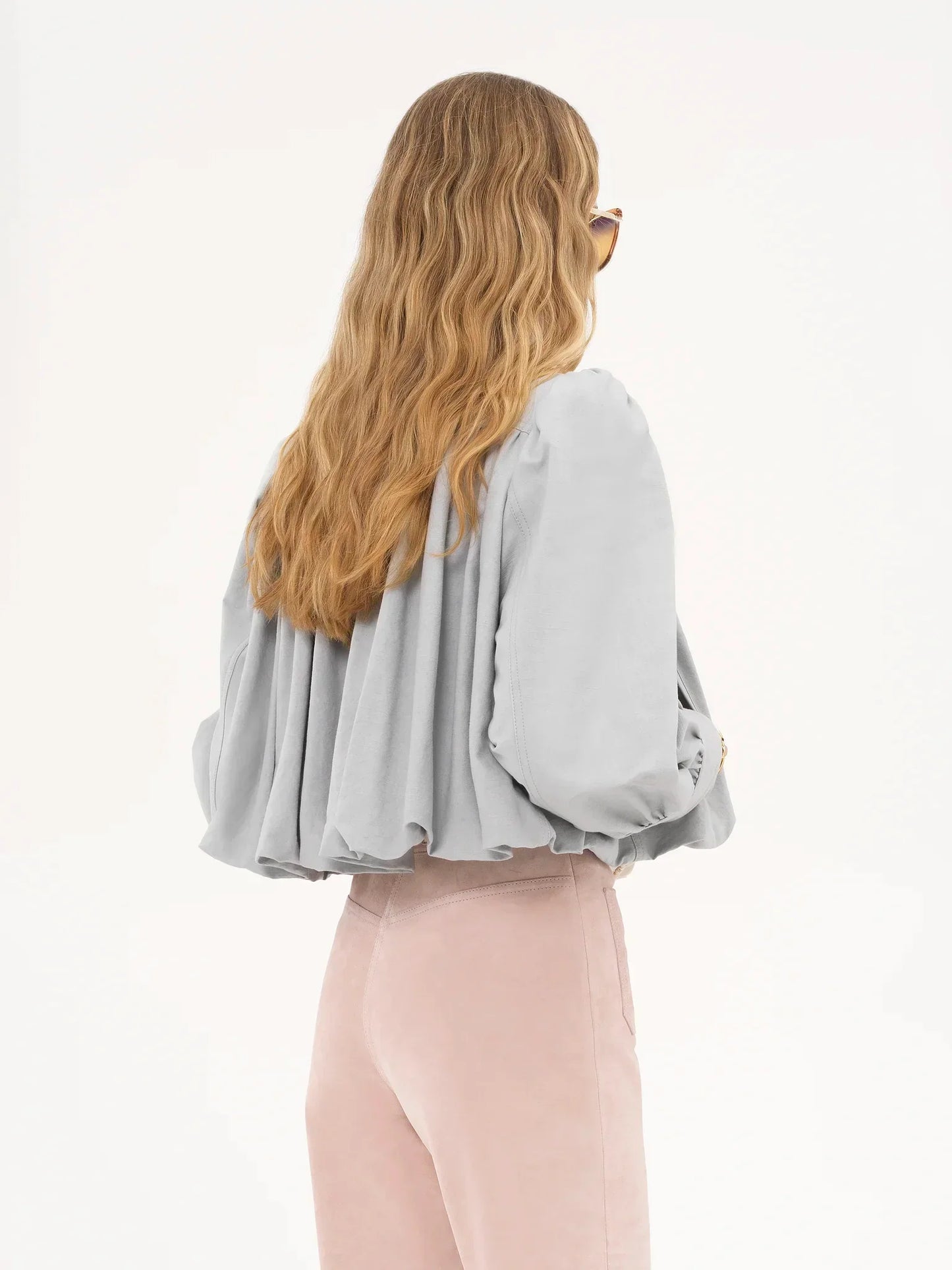 Damen Bomberjacke Cropped Puffärmel Modern