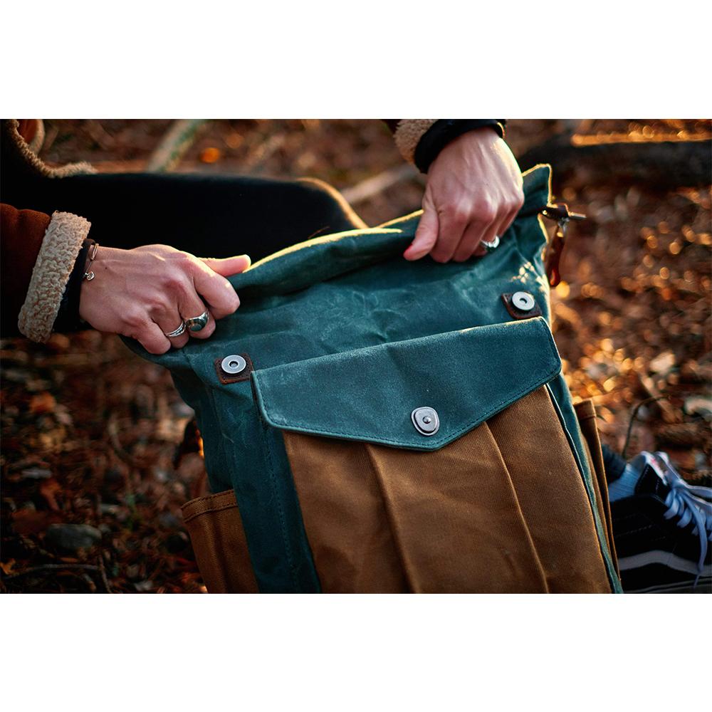Nachhaltiger Reise Rucksack Rolltop Canvas Stilvoll
