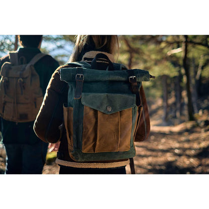 Nachhaltiger Reise Rucksack Rolltop Canvas Stilvoll