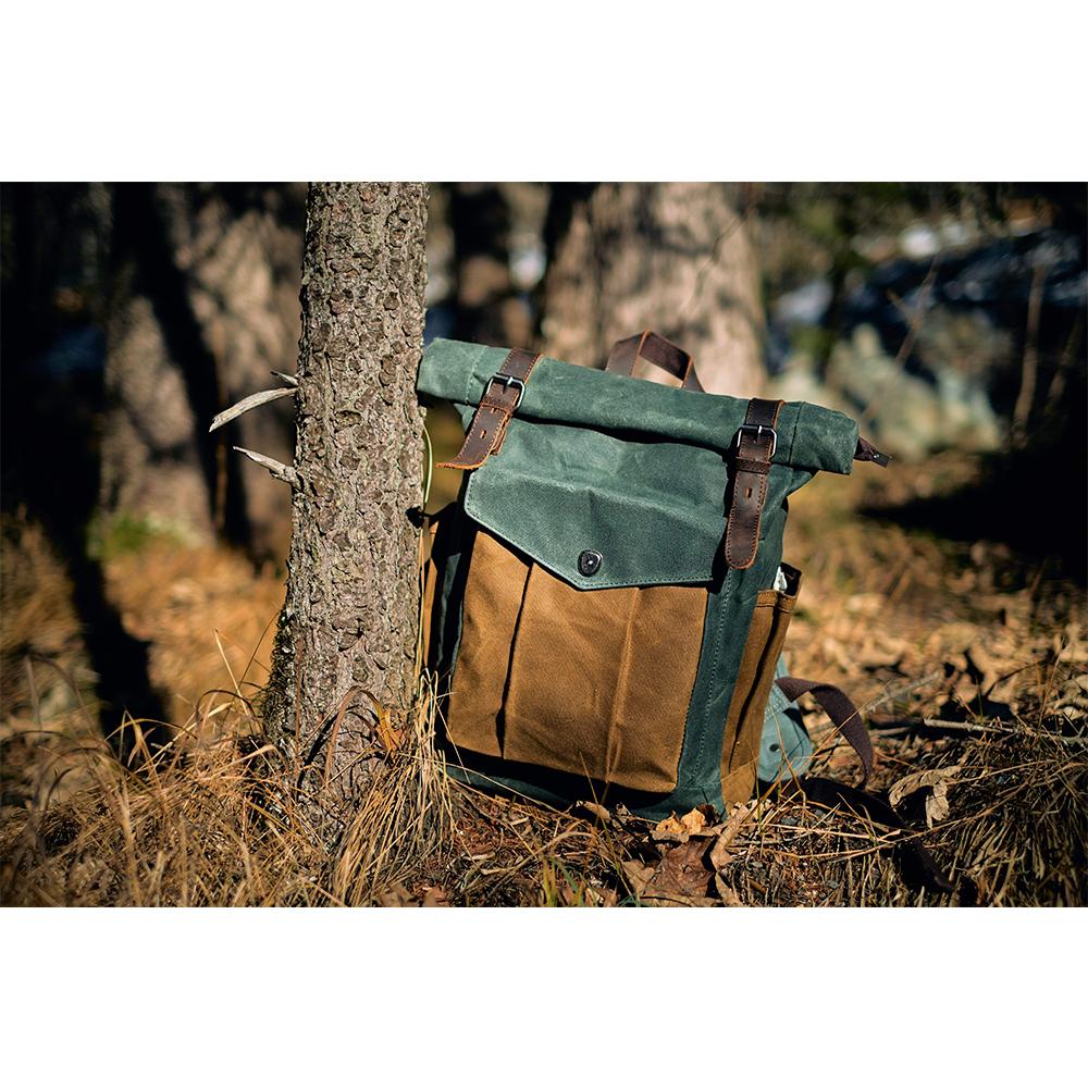 Nachhaltiger Reise Rucksack Rolltop Canvas Stilvoll