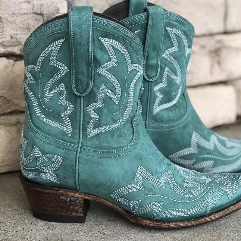 Damen Westernstiefel Braun Lederschuhe Cowboy