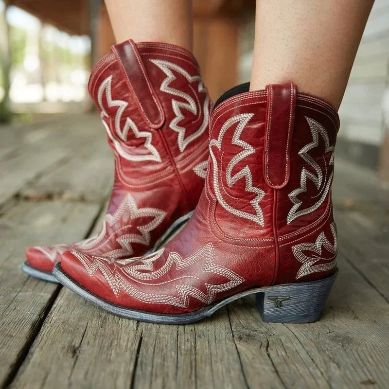 Damen Westernstiefel Braun Lederschuhe Cowboy