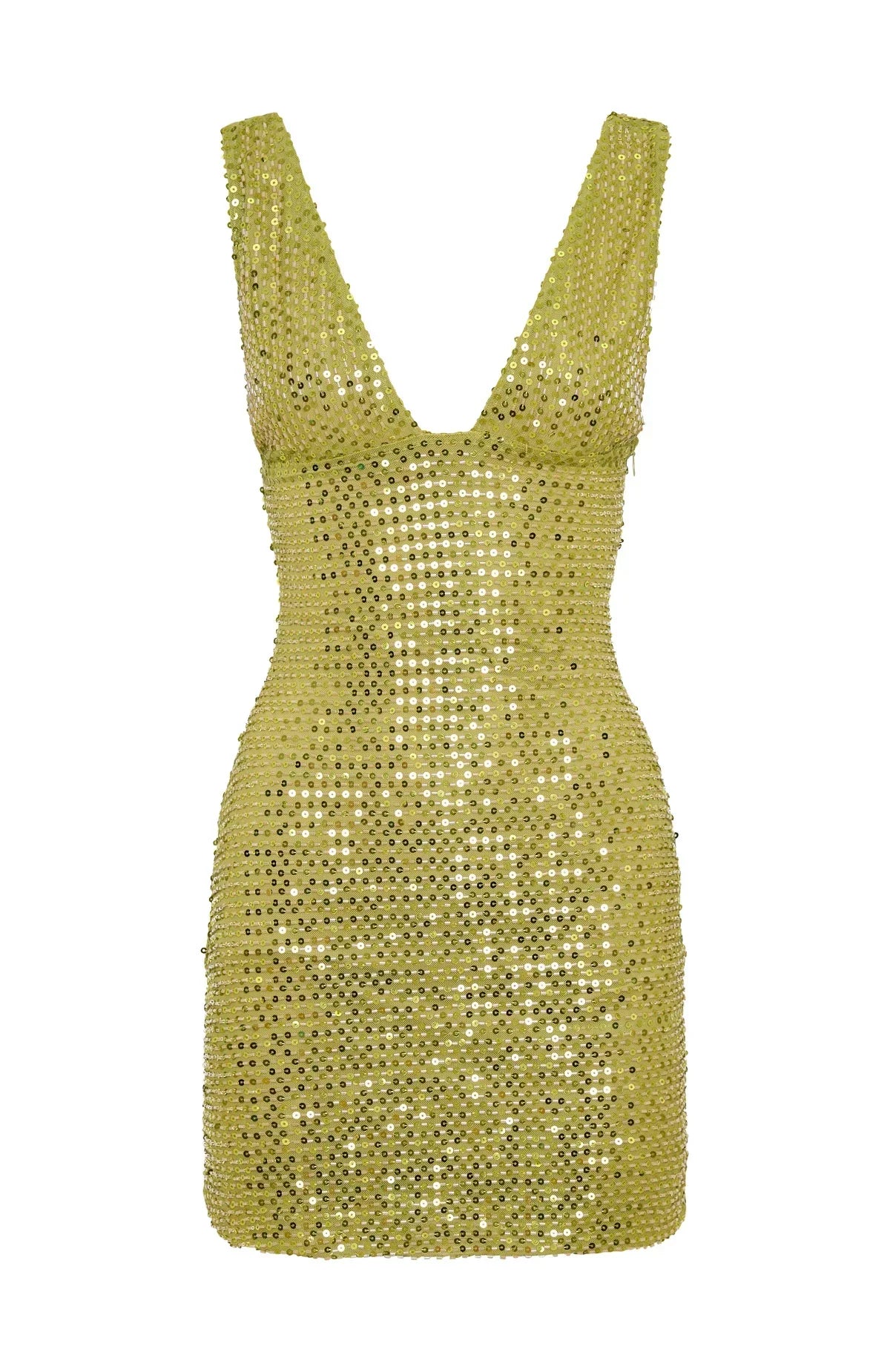 Goldenes Pailletten-Kleid Minikleid Tiefes V