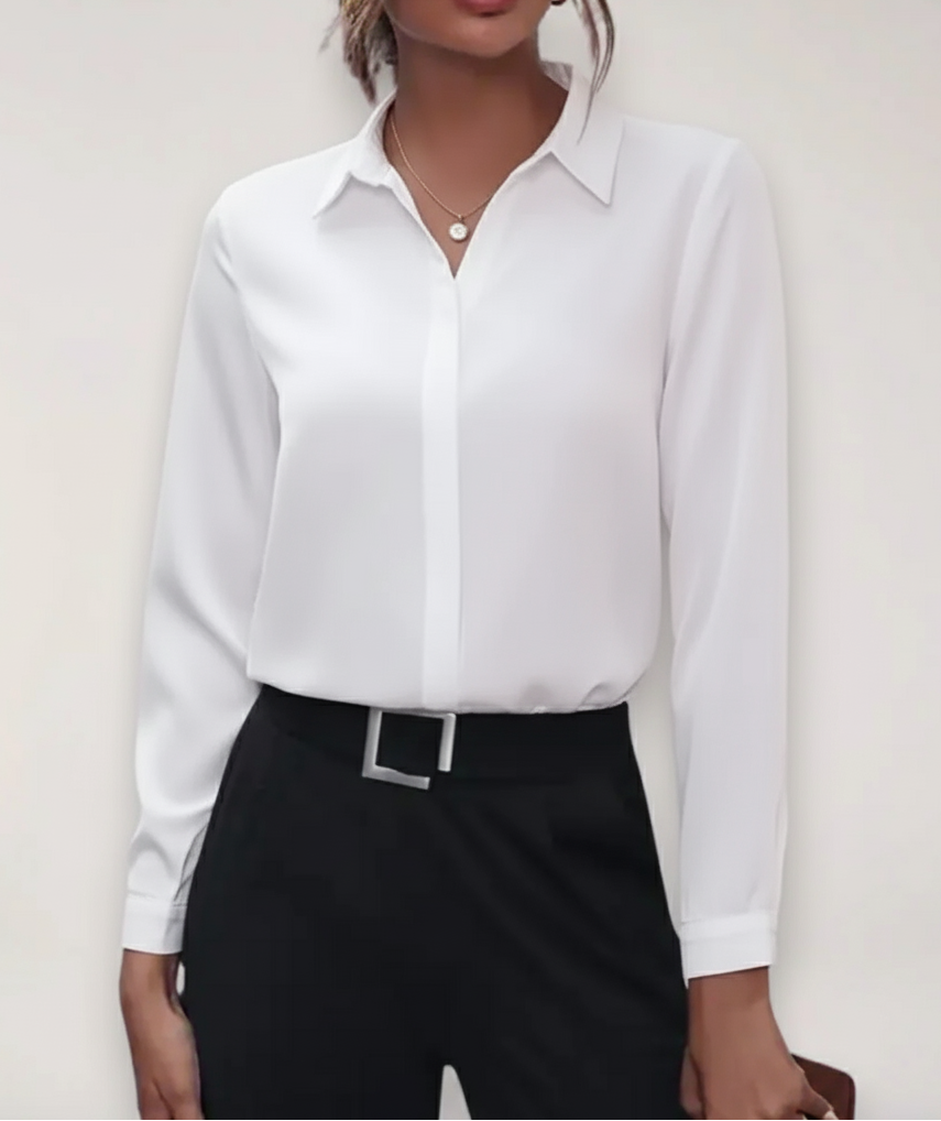 Damen Bluse Büro Frühjahr Blume Knopfleiste Modern - BerlinGlamour