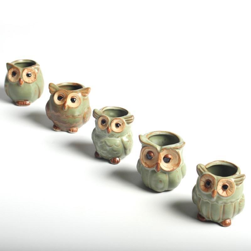 Eulen Keramik Blumentopf Set 5-teilig Dekorativ