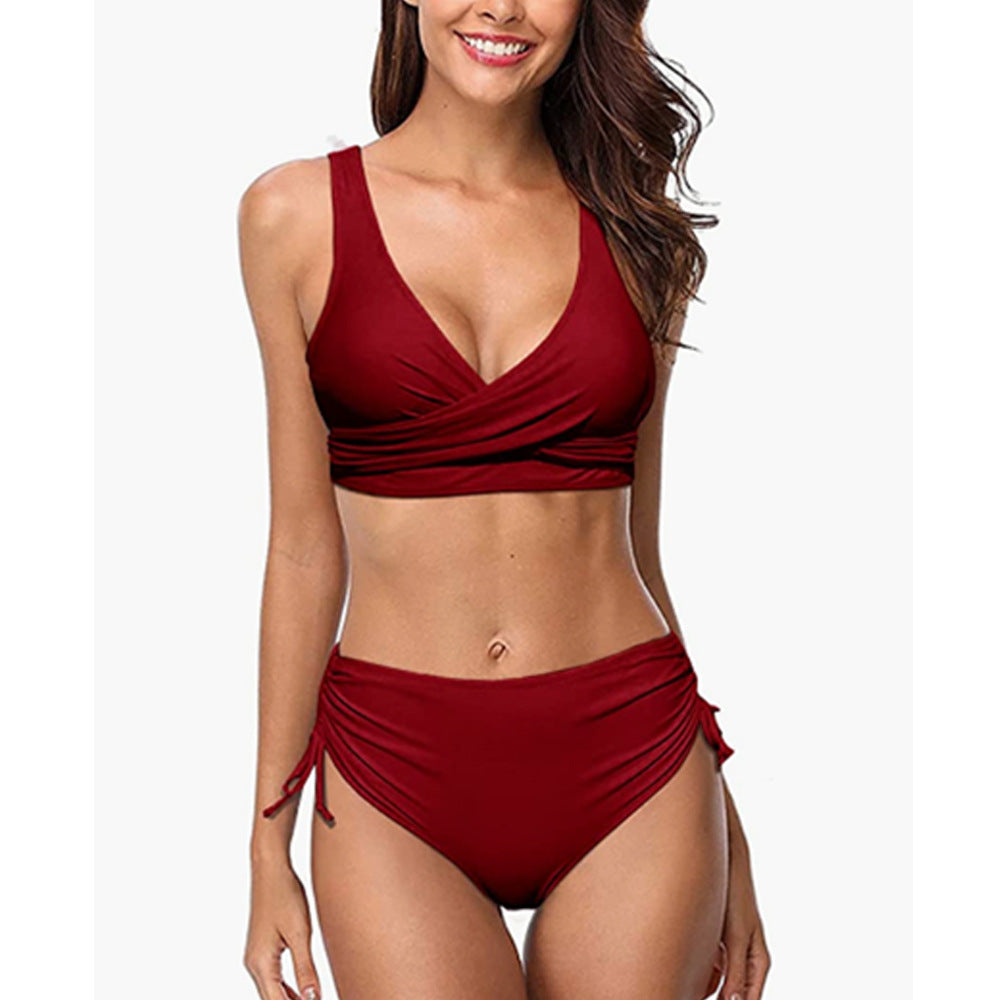 Bikini Set Hochtailliert Wickeloberteil Verstellbar