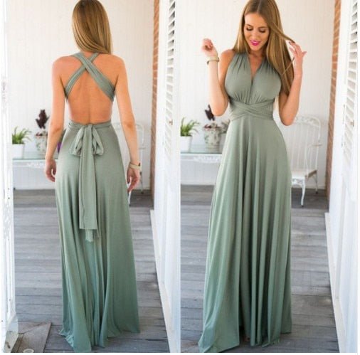 Elegantes Maxikleid Ohne Rücken für Frauen Lang Abendkleid