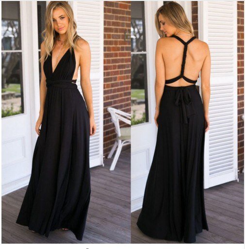 Elegantes Maxikleid Ohne Rücken für Frauen Lang Abendkleid